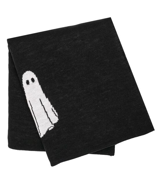 60" x 50"  Halloween Ghosts on Black Throw Blanket by Place & Time, , hi-res, image 3