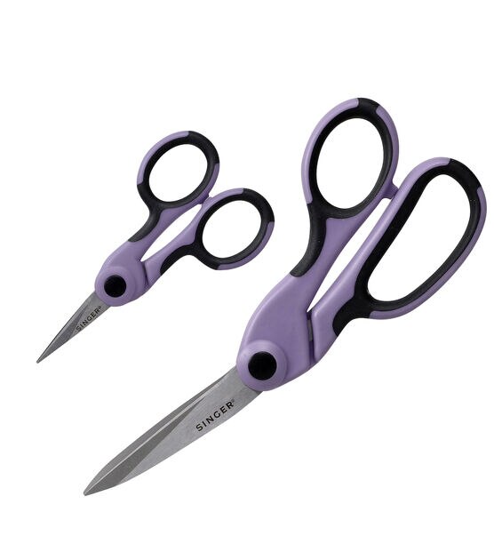 Singer ProSeries Fabric Scissors and Craft Detail Scissors Set, Lilac Purple, Set of 2 Sewing Scissors