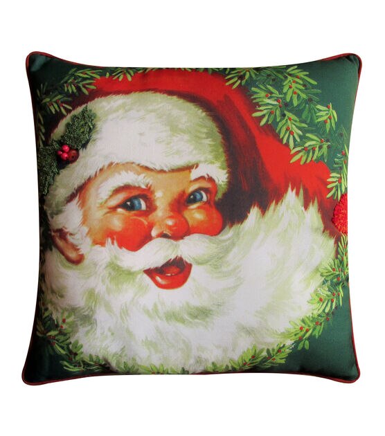 Classic Christmas Santa with Brown Eyes Throw Pillow, 18