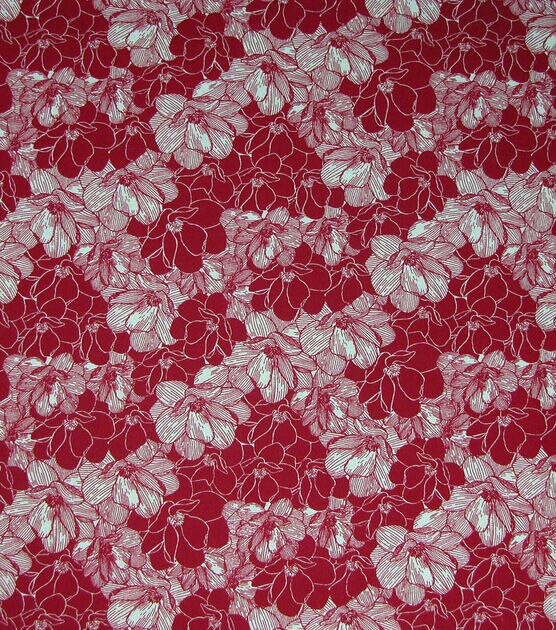 Red Sketch Floral Quilt Cotton Fabric by Quilter's Showcase, , hi-res, image 2