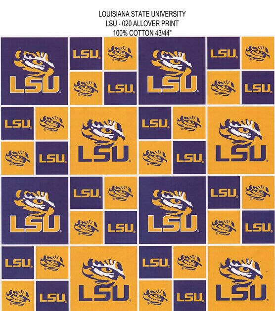 Louisiana State University Tigers Cotton Fabric Block