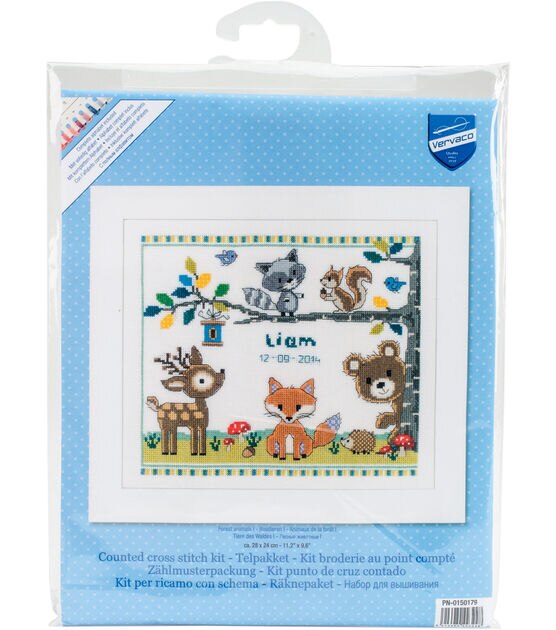 Vervaco 11" x 10" Forest Animals Counted Cross Stitch Kit
