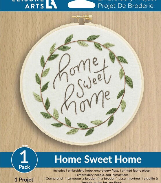 LEISURE ARTS Embroidery Kit 6 Home Sweet Home - Embroidery kit for  Beginners - Embroidery kit for Adults - Cross Stitch Kits - Cross Stitch  Kits for