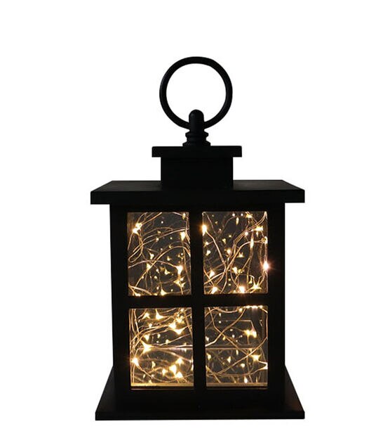 7" Black LED Rustic Lantern by Place & Time, , hi-res, image 3