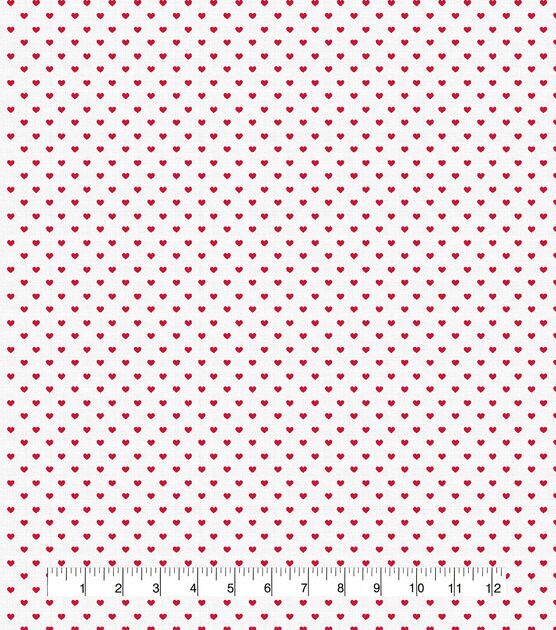 Simple Red Hearts fabric on White Fabric