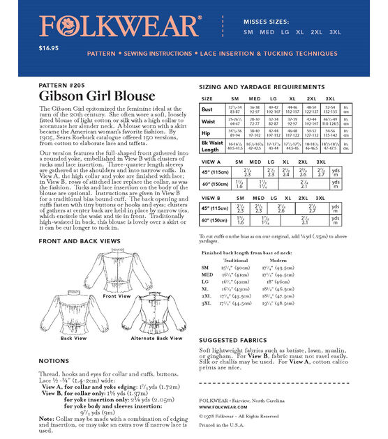205 Gibson Girl Blouse - Folkwear