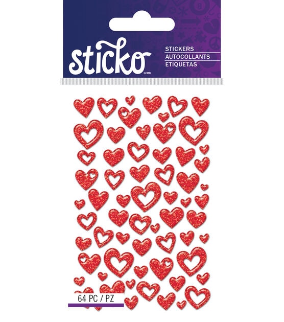 Sticko Glitter Hearts Stickers