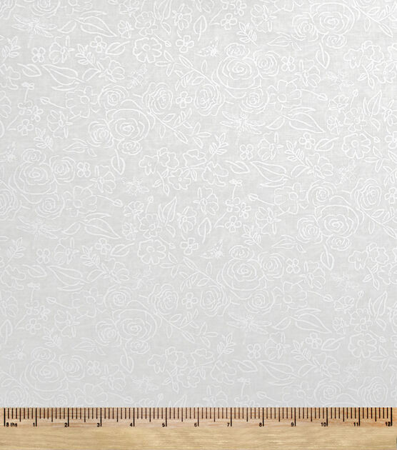 Floral Tone on Tone Fabric - White on White