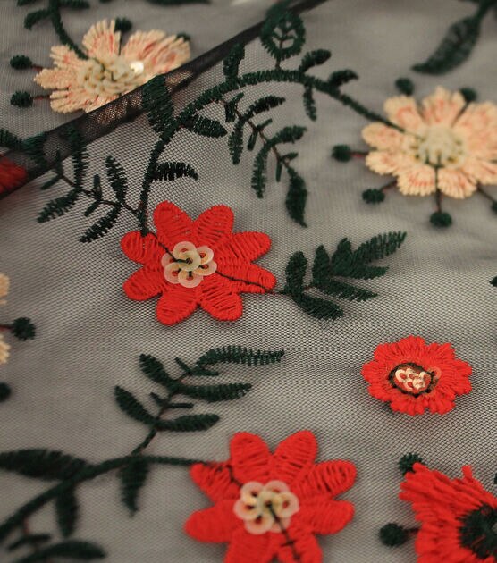 3D Flower Embellishment Mesh Apparel Fabric, , hi-res, image 3