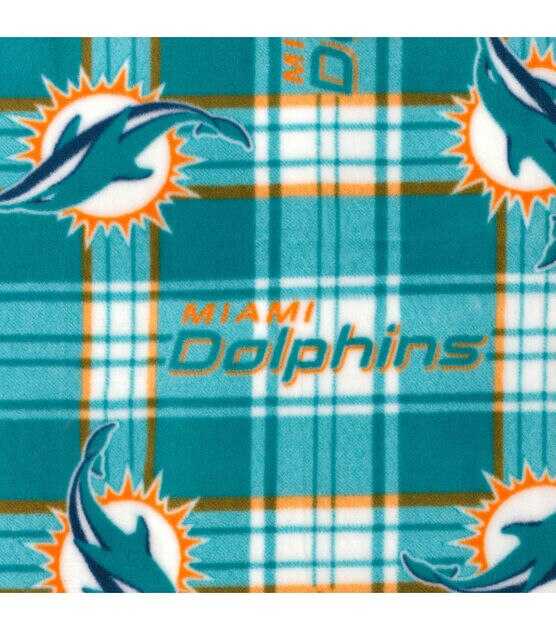 Miami Dolphins Fleece Fabric 58-Plaid