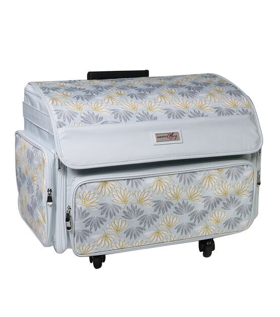 XXL Deluxe Rolling Sewing Machine Case, Black & Floral