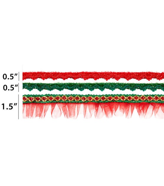 3yds Christmas Assorted Fringe Trims 3ct by Place & Time, , hi-res, image 3