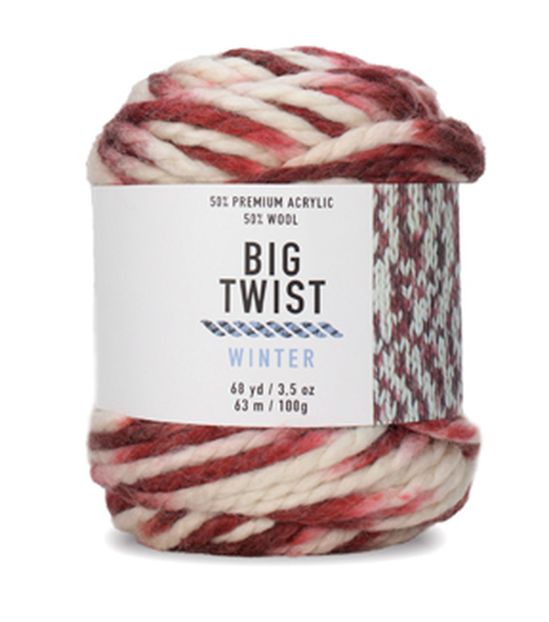 Winter 65yds Super Bulky Acrylic Blend Yarn by Big Twist, Candy Cane, hi-res