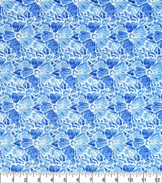 Blue Floral Cotton Fabric by Keepsake Calico, , hi-res, image 2
