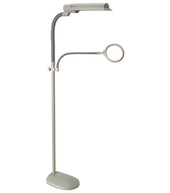 Adjustable Rolling Base 3X Magnifying LED Floor Lamp, Dimmable