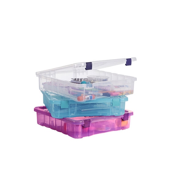 Bins & Things Storage Container with Organizers - 8 Compartments 15x4x14 (inches) - Blue - Craft STORAGECRAFT Organizers and Storage - Bead Organizer