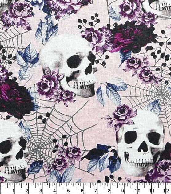 Halloween Skull Horror Printed Faux Leather Sheets Bone Synthetic