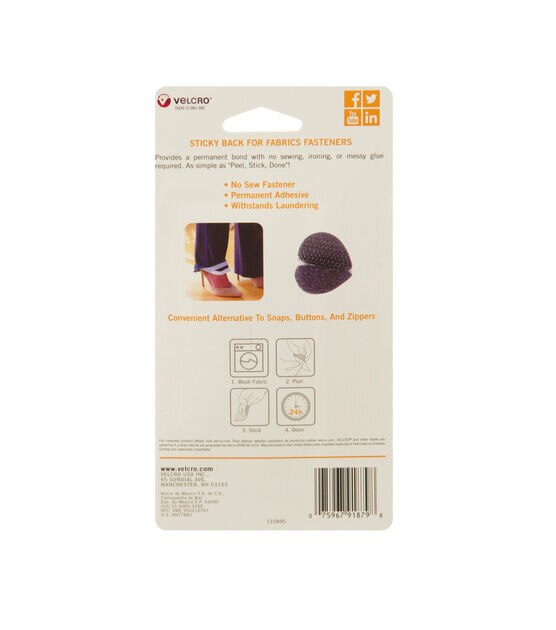 Sticky Back For Fabics 1 in. x 3/4 in. Ovals, 8 Sets, Black