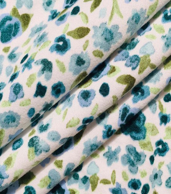 Blue Ditsy Floral Jersey Knit Fabric, , hi-res, image 4