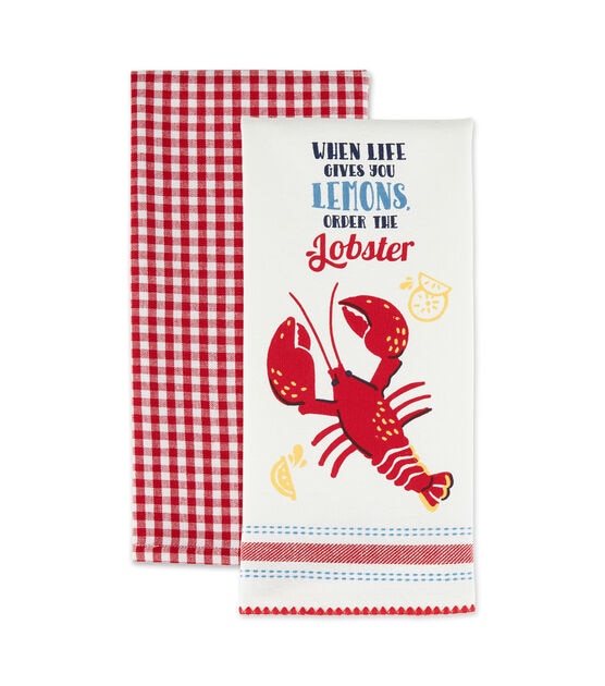 Red Lobsters Kitchen Towels Set/2