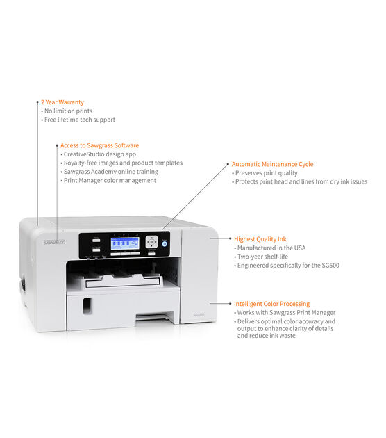 Sawgrass SG1000 Sublimation Printer with SubliJet UHD Starter Kit Bundle  for Dye Sub Blank Printing. Includes Samples, Subli Ink, Bypass Tray, Heat