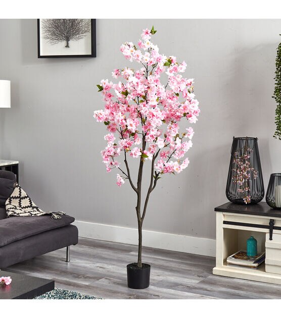 Nearly Natural 6' Pink Cherry Blossom Tree, , hi-res, image 3