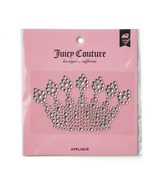 Juicy Couture 3" Rhinestone Crown Iron On Patch