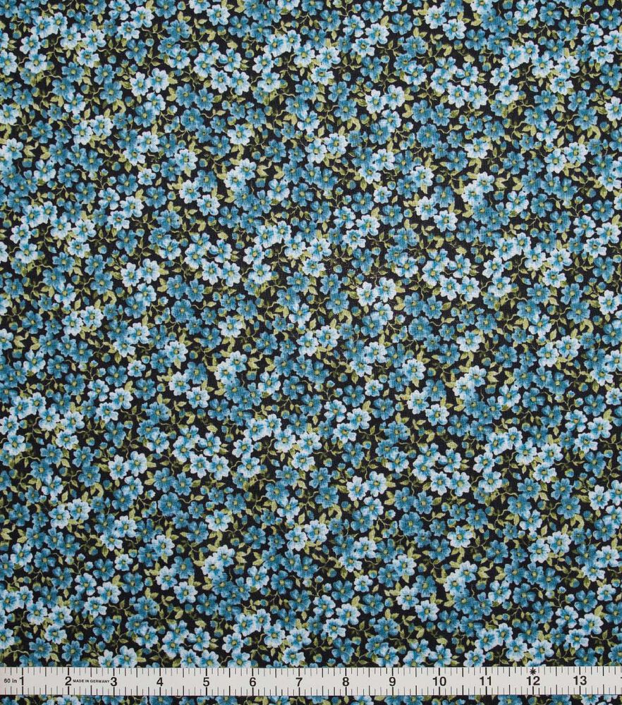 Floral Quilt Cotton Fabric by Keepsake Calico, Teal, swatch