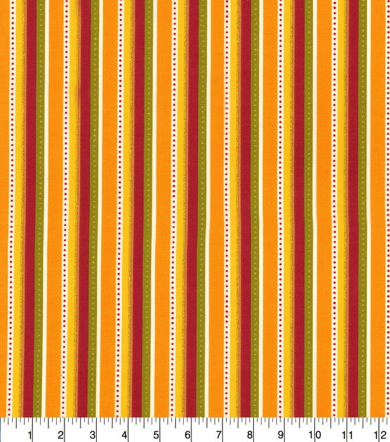 Fabric Traditions Multi Dot Stripe Fall Glitter Harvest Cotton Fabric