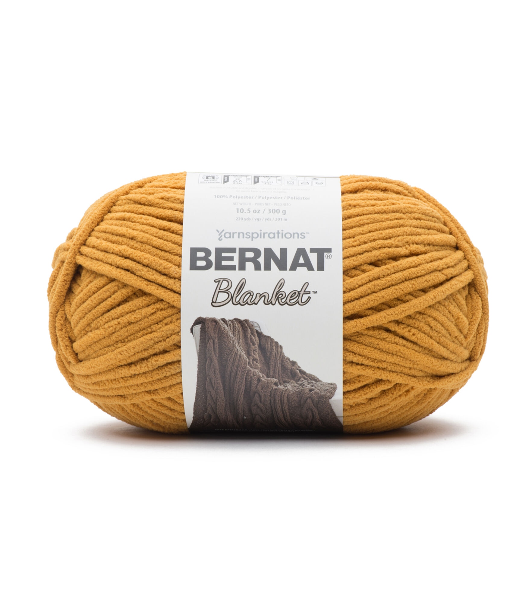Bernat Big Ball Blanket 220yds Super Bulky Polyester Yarn, Burnt Mustard, hi-res