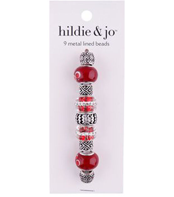 hildie & Jo 12mm Red & Natural Printed Wood Barrel Beads 60pc - Wood Beads - Beads & Jewelry Making