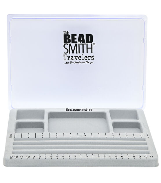 Bead board, Design To Go!™, flocked plastic, grey and clear, 15 x