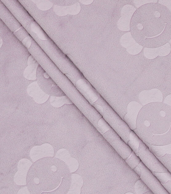 Spring Embossed Happy Blooms on Purple Soft & Minky Fleece Fabric, , hi-res, image 2