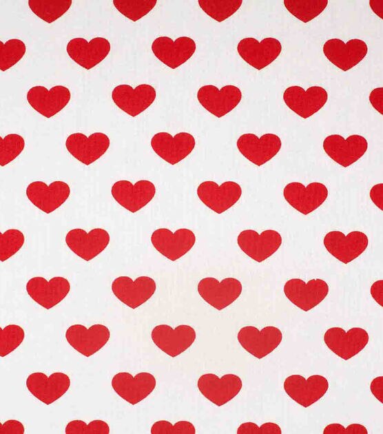 Simple Red Hearts fabric on White Fabric