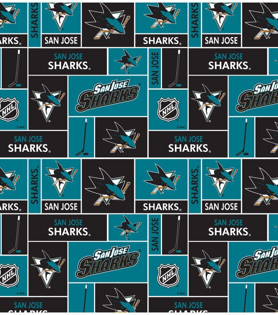 San Jose Sharks Cotton Fabric Block