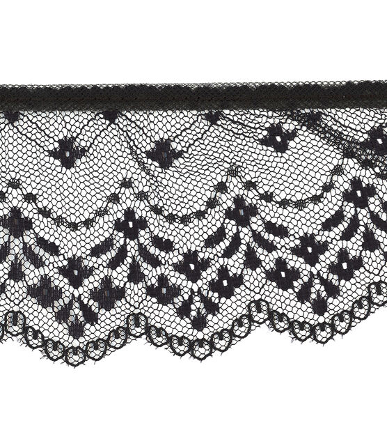 Black lace Ribbon. Throw Pillow by Monochrome Lace