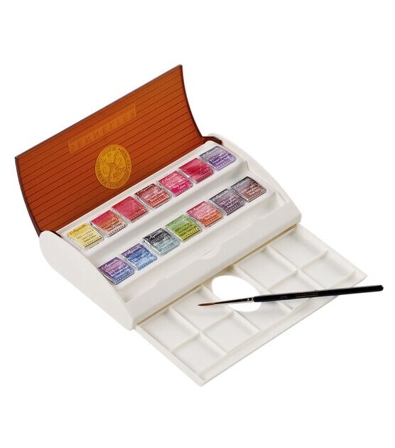 Sennelier French Artist Watercolor Plastic Travel Set Half Pan 14-Colors