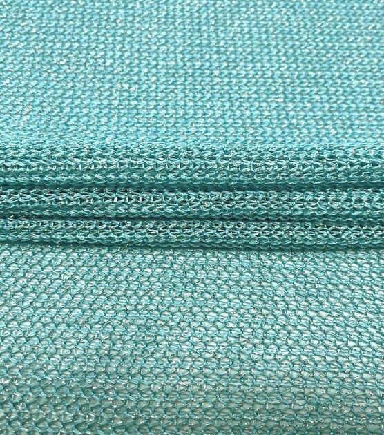 Blue Metallic Crochet Knit Fabric, , hi-res, image 4