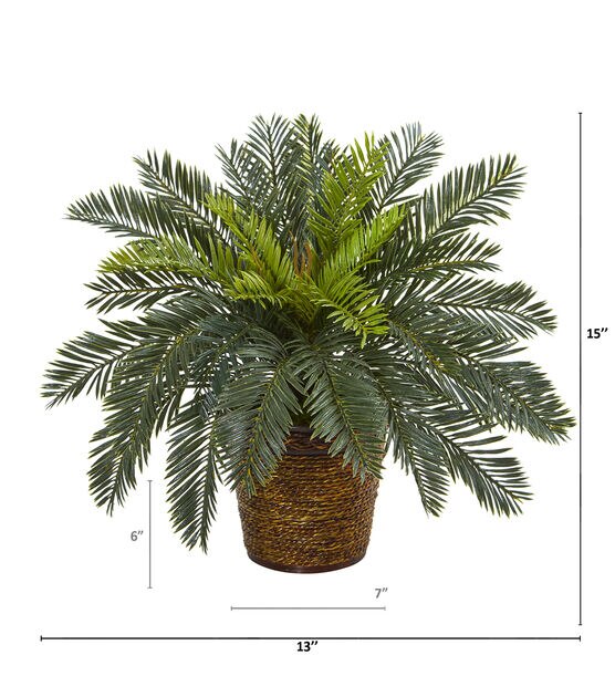 Nearly Natural 15in. Cycas Artificial Plant in Basket, , hi-res, image 2