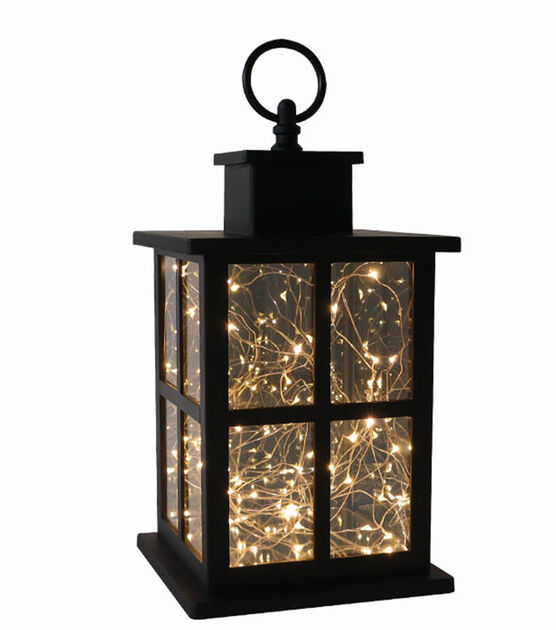 10" Black LED Rustic Lantern by Place & Time
