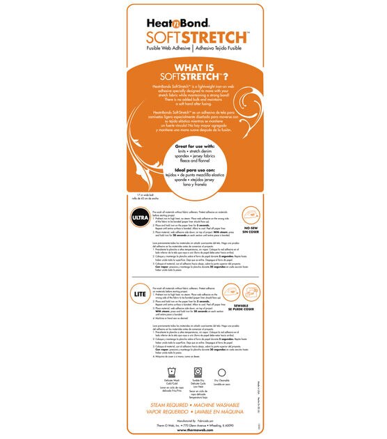  HeatnBond SoftStretch Lite Iron-On Adhesive Adhesive, 17 Inches  x 2 Yards