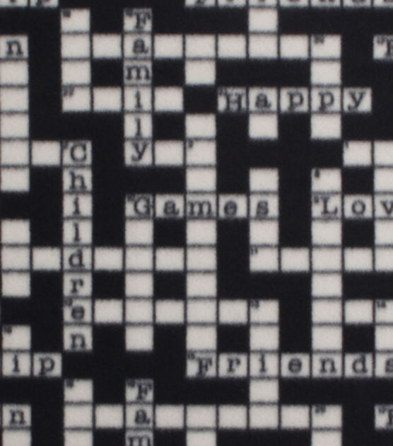 Sewing Crossword on Black Blizzard Fleece Fabric JOANN