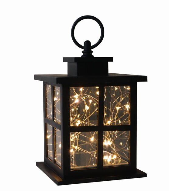7" Black LED Rustic Lantern by Place & Time