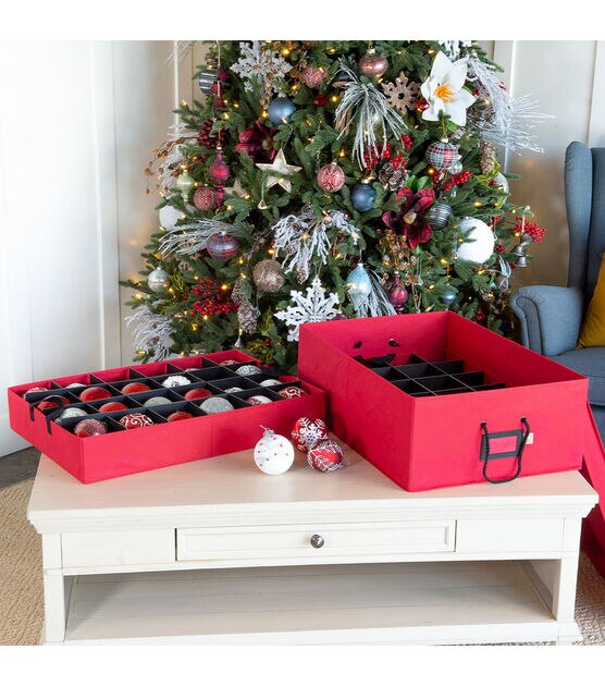 Santa's Bags 3-Drawer Ornament Storage Box - Red