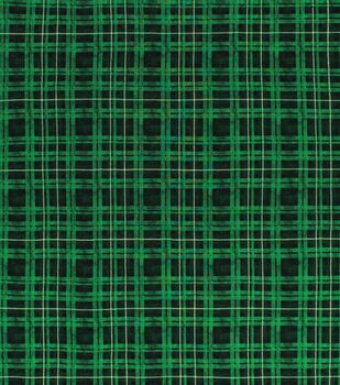 White & Green Tartan Plaid Christmas Cotton Fabric