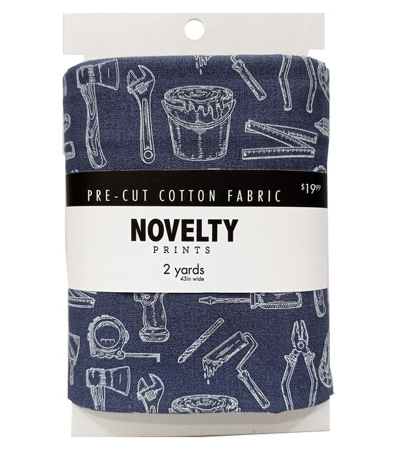 Tools On Navy Novelty Cotton 2 Yard Precut