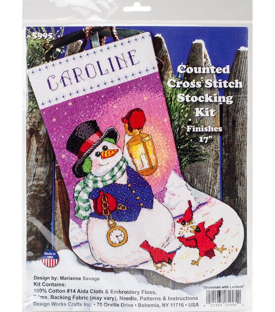 Design Works 17" Snowman Counted Cross Stitch Stocking Kit