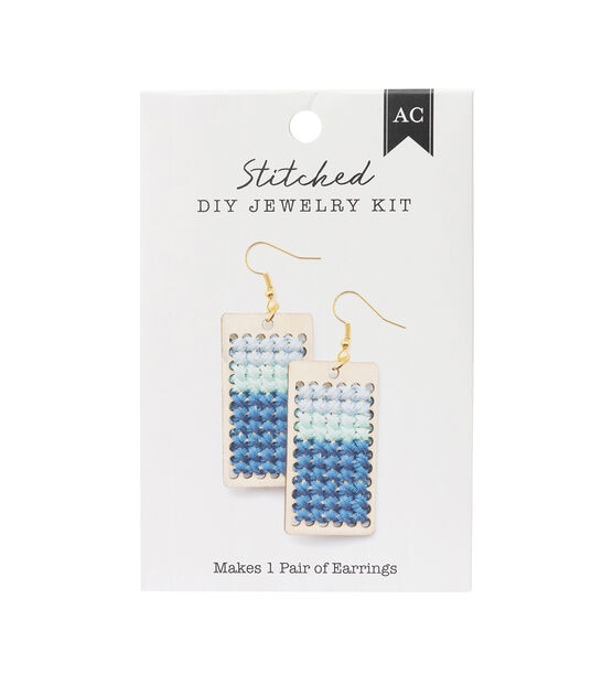 American Crafts DIY Cross Stitch Rectangle Earrings Kit