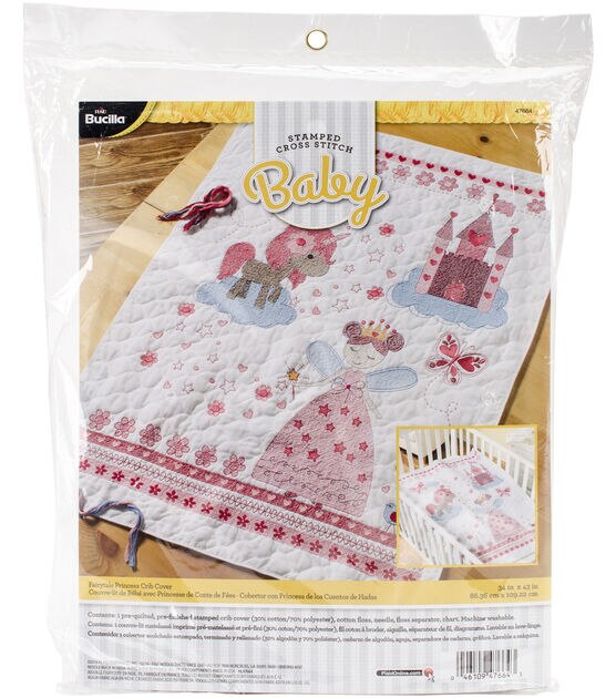 Bucilla bucilla stamped cross stitch baby quilt top, 34 by 43-inch