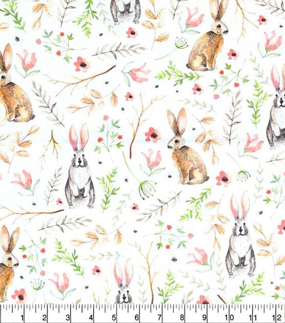 Easter Bunny Fabric By The Yard - Bunny Faces Fabric - Pink Fabric